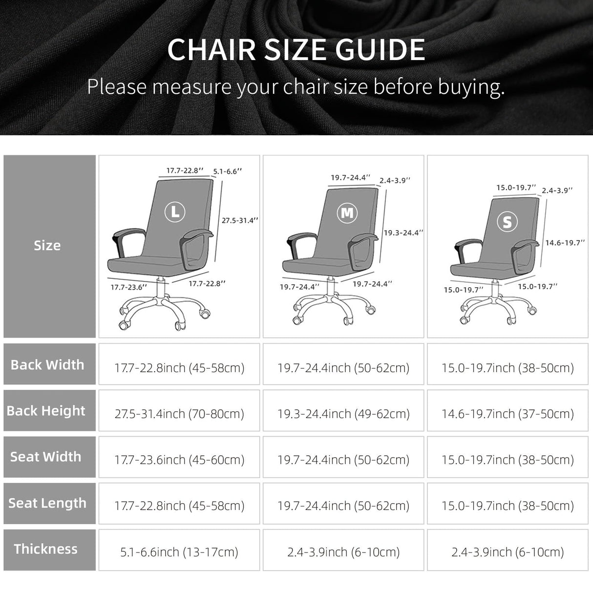 Water Resistant Stretch Computer Office Chair Cover with Armrest Covers Durable Zipper Universal Washable Removable Spandex Rotating Boss Chair Slipcovers Anti-dust Soft Desk Chair Seat Protector
