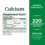 Nature's Bounty Calcium 1200 mg with 1,000IU Vitamin D3, Bone Health & Immune Support, 220 Softgels