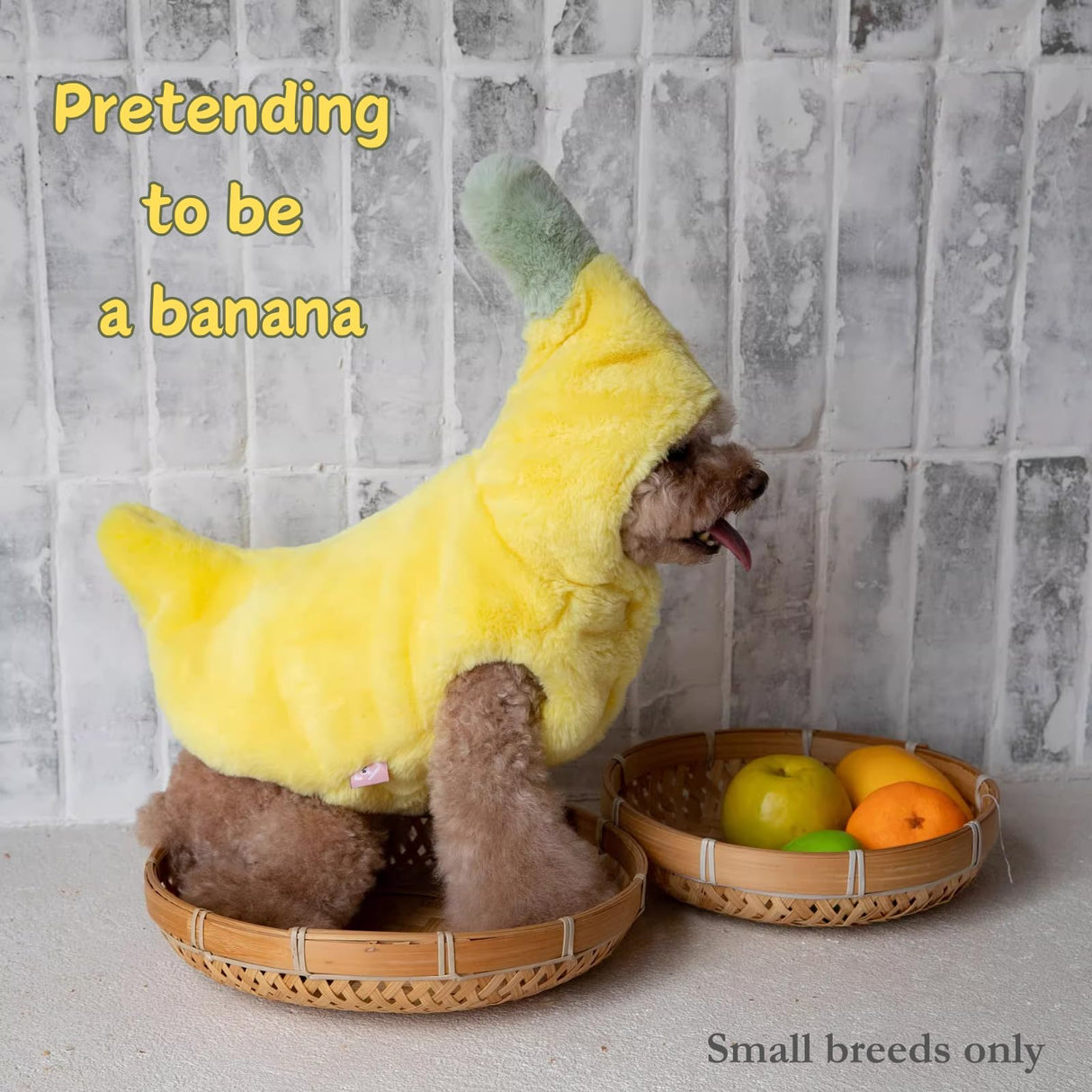 Dog Banana Winter Coat, Cute Extra-Warm/Soft Jackets for Small Dogs Under 35 lbs, Halloween Christmas Dress Up Outfit Clothes (Small)