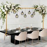 JEBUTU Over The Table Rod Stand with Clamps Adjustable 47"-98" Length 30"-43" Height Gold Table Arch Stand Hanging for Decoration Flowers Display Wedding Birthday Party Halloween Christmas