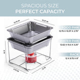 Alpha Living 6 Pack - Disposable Chafing Dish Buffet Set, Half Size Pans, Welded Body Food Warmers for Parties, Fuel Cans Complete Set, Warming Trays