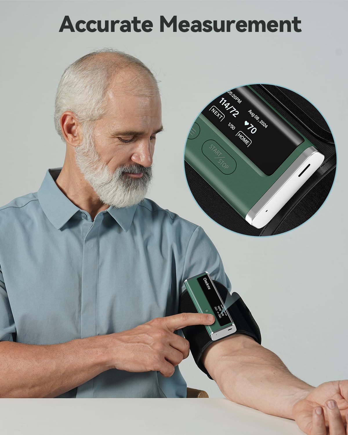 Checkme Blood Pressure Monitor for Home Use - Upper Arm Cuff, Bluetooth BP Machine, Accurate Readings in 30 sec, App Enabled for iOS & Android, Stores 50 BP Readings, FSA/HSA Eligible, Green