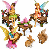 Mood Lab Fairy Garden Figurines - Miniature Decor Set (12 pcs) - Statues & Accessories - Outdoor & Indoor Garden Decor
