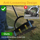 Aerator Lawn Tool, 16 Iron Spikes Manual Lawn Aerators with 3-Layer Anti-Loose Cover & Spring Auto Soil Clean, Yard Grass Aerator for Healthier Lawn, Garden Tool, Pre-Assembled Base for Easy Setup