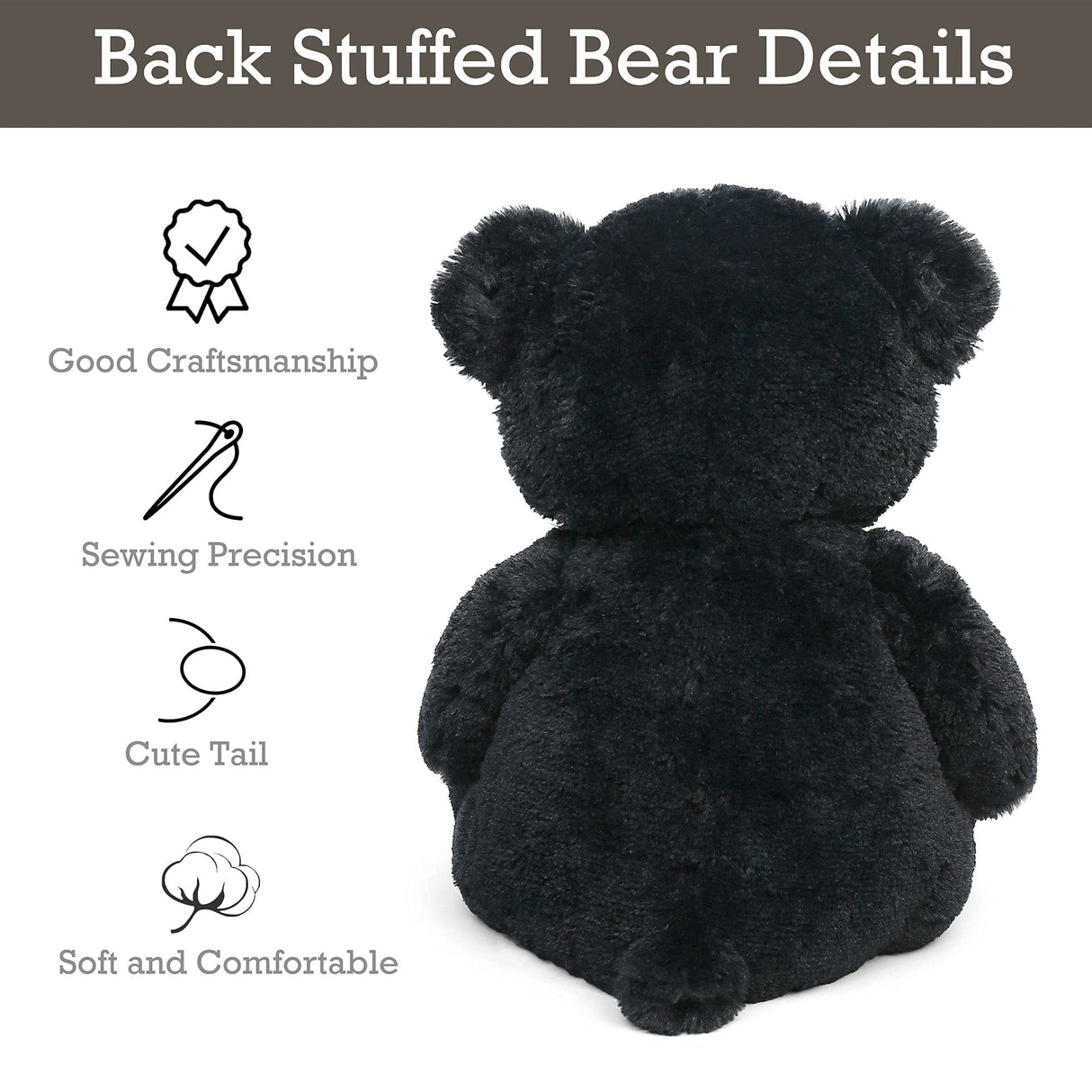 LotFancy Teddy Bear Stuffed Animals, 20 inch Soft Cuddly Plush Black Bear, Cute Toy with Footprints, Gift for Kids Baby Toddlers on Baby Shower, Birthday, Christmas, Easter Decoration
