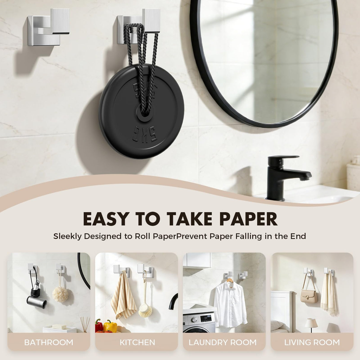 Bathroom Accessories Towel Bar Set: 20 Pieces Brushed Nickel Square Bathroom Hardware SUS304 Stainless Steel - Wall Mounted Towel Rack&Toilet Paper Holder&Towel Ring and Towel Hook