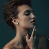 White Rhinestone Earrings Round Halo Stud Earrings for Dance Competitions