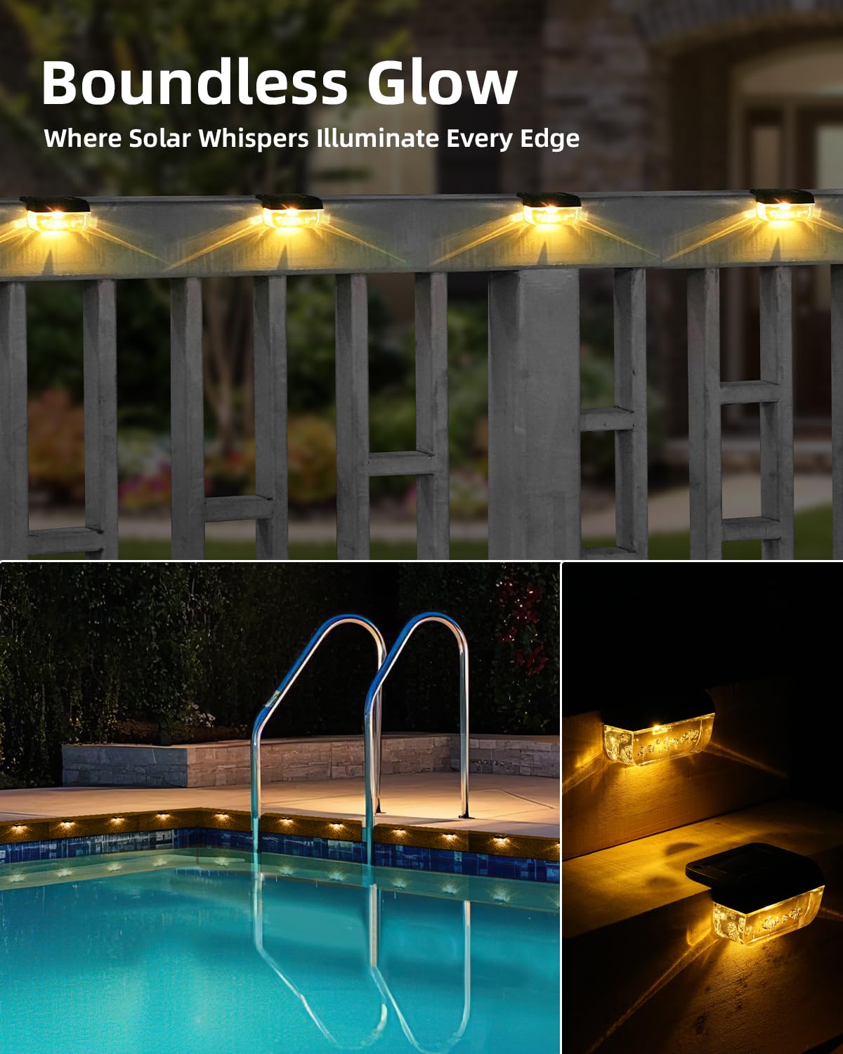 Herzila Solar Step Lights Outdoor, 12 Pack Solar Fence Lights, LED Waterproof Deck Lights for Outside, Step, Fence, Deck, Stair, Pool and Yard, Warm White