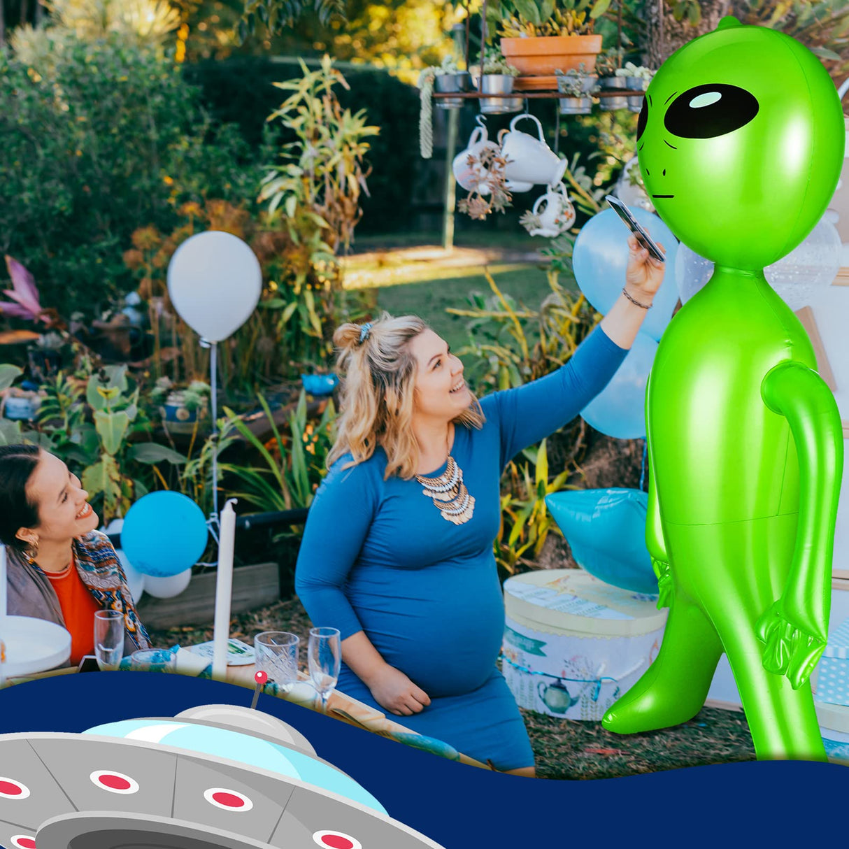 Zhanmai 3 Pieces 63 Inch Giant Inflatable Alien Blow up Jumbo Green Inflate Alien for Theme Birthday Party Favors Decorations Indoor Outdoor Photo Prep Halloween Easter Christmas Decorations