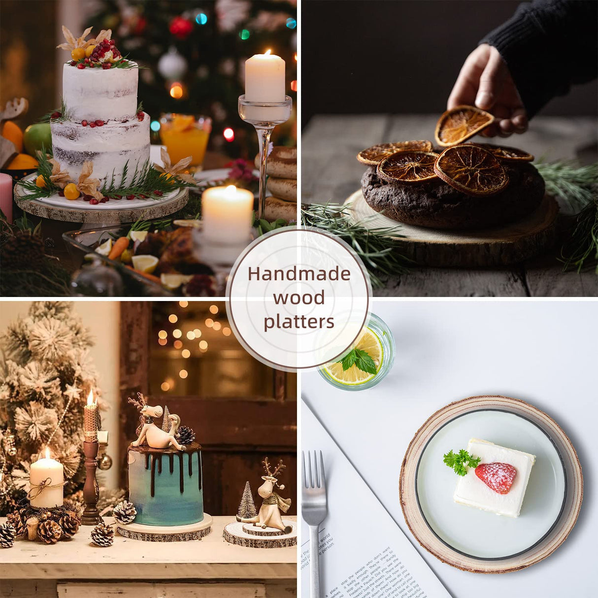 Maputune 8 Pcs 7-8 in Large Unfinished Wood Slices for Centerpieces, Natural Rustic Wooden Plate for DIY Craft, Round Wood Chips for Signage Painting Wedding Party Christmas Decor