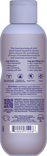 eos Cashmere Body Oil, Vanilla Cashmere, 24 Hour Moisture, Plant-Based Squalane to Soothe, Soften And Smooth Dry Skin, Body Oil, 6 fl oz