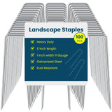 6 Inches Galvanized Garden Staples, Metal Tent StakeHeavy Duty U-Shaped Pins and Landscaping Staples for Sod Anchoring Landscape Fabric Irrigation Tubing (100, Silver)