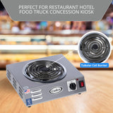 Cadco CSR-3T 14" Electric Portable Countertop Hi-Power Hot Plate w/One Tubular Burner for Restaurant Hotel Food Truck Concession Kiosk, Stainless Steel, 120v