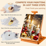 Reivworl 4 Pack Framed Paint by Numbers for Adults with Wooden Easel, Christmas Paint by Numbers Kit for Adults Beginner, Acrylic Painting by Number for Home Decor 8X12 Inch