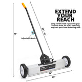 NEIKO 53416A 24” Rolling Magnetic Sweeper with Wheels, 50 Pound Capacity, Adjustable Handle & Floor Magnet Clearance Height, Metal Pick Up and Nail Magnet, Floor Sweeper for Construction, Shop, Etc.
