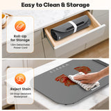 Kourice Food Warming Mat, Fast Heating Silicone Electric Warming Tray, 3 Temperature Settings, Auto Shut-Off Raised Feet Protects Table, Roll Up Food Warmer for Gatherings,Parties, Everyday Use