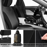 Fulmoon 17 Pcs Car Seat Cover Full Set for Women Fluffy Fuzzy Car Accessories Christmas Front Rear Steering Wheel Fleece Handbrake Shift Covers Hanging Accessory Holder Ring Emblem(Black)