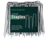 FEED GARDEN 6 Inch 100 Pack Galvanized Landscape Staples Plant Cover Stakes 11 Gauge Tent Stakes Garden Stakes Landscaping Fabric SOD Pins Yard Stakes for Decoration Weed Barrier Fabric