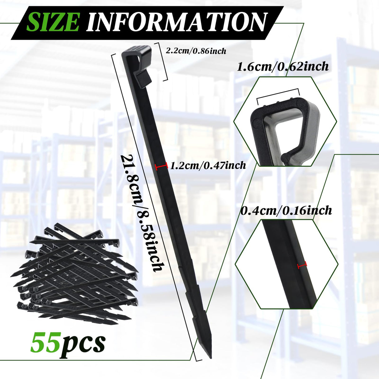 55 Pcs 8.5'' Landscape Edging Stakes, Plastic Garden Anchor Stakes