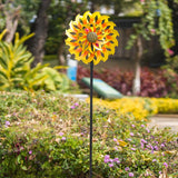 VEWOSTAR Metal Sunflower Wind Spinner Outdoor,13Inch Large Double Windmill Pinwheels with Stake,Kinetic Wind Sculpture Outdoor for Yard, Garden, Lawn Decorations