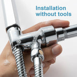 OFFO Shower Head Holder All Metal for Handheld Shower Head, Adjustable Shower Arm Mount with Solid Brass Pivot Ball, 1/2 in IPS Female Inlet and Male Outlet, Chrome