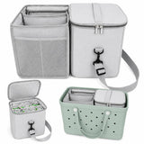 2-in-1 Cooler Organizer Insert Compatible with X Large Bogg Bag, No More Mess & Leaks, Beach & Pool Organizer for Travel & Picnic, Leak-Proof PEVA Insulated Cooler with Mesh Divider