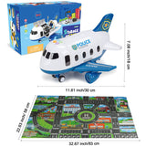 Dwi Dowellin 5 in 1 Airplane Toys with Light and Sound,Police car Toys with Activity Mat, Christmas Birthday Gifts for Kids 3 4 5 6 Year Old Boys Girls