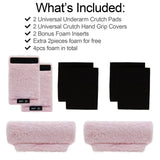 SPRING SEAON Crutches Padding Universal Crutch Pads for Armpits and Hand Grips Pads for Crutches Underarm Crutch Cushions Fluffy Crutch Covers Machine Washable (Pink)