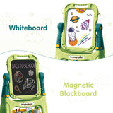 Amagoing Easel for Kids, Adjustable Standing Art Easel for Toddler, Double Magnetic Drawing Board with Painting Accessories, Birthday Christmas Gift for Little Boys and Girls, Middle Size (Green)