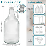 2 Pcs Glass Liquid Laundry Detergent Dispenser with Pump (Upgraded), 64 oz Dispenser for Laundry Room, Half Gallon Glass Jugs with Airtight Lid