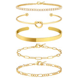 Dainty Non Tarnish Gold Bangle Cuff Tennis Bracelets for Women