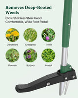 Grenebo Stand Up Weed Puller Tool, Claw Garden Weed Removal Tool with Eject Mechanism, Heavy-Duty Manual Weeder, Root Weed Remover Tool for Dandelion, Crabgrass & Weeds, Without Bending, or Kneeling