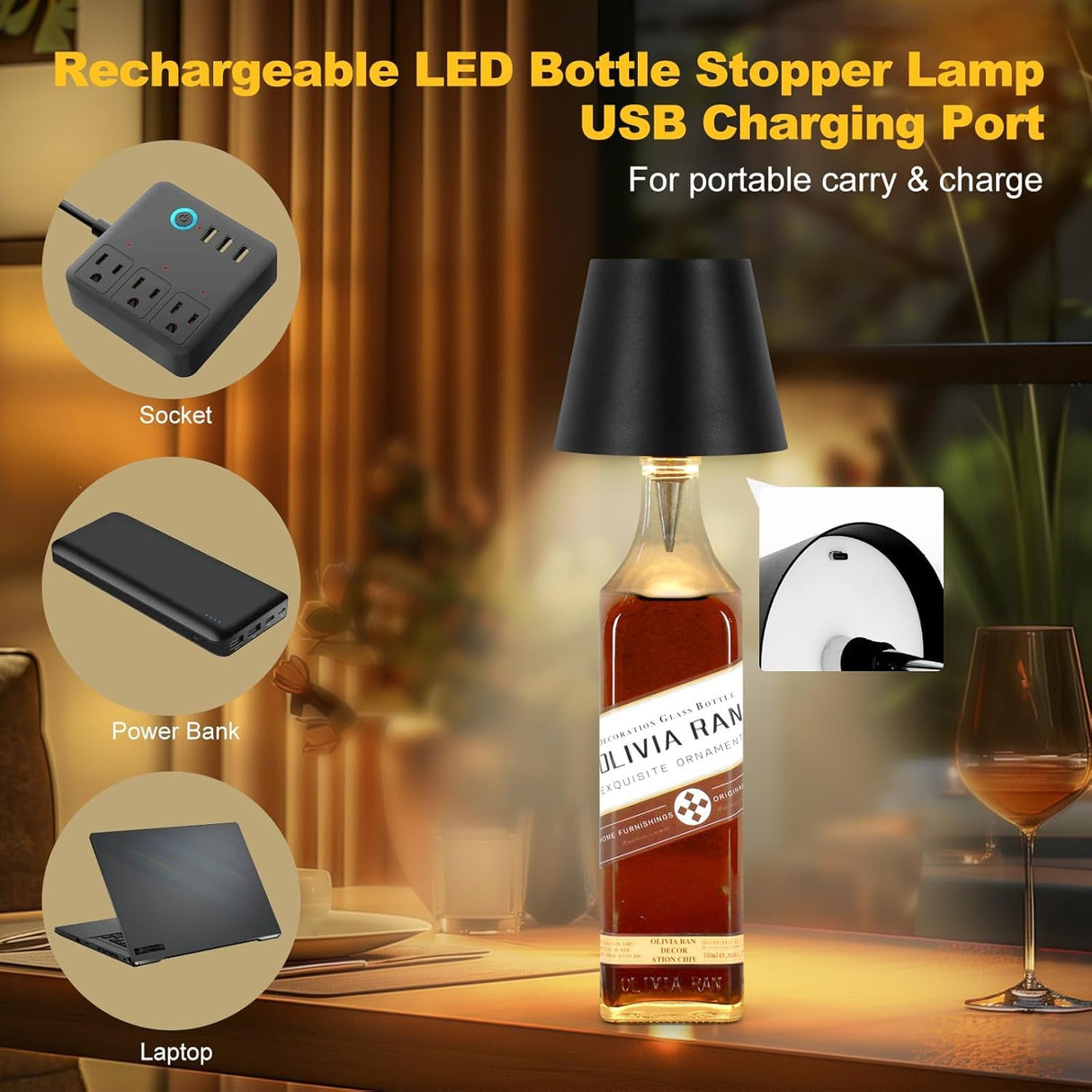 SOUDFK 2026 New Wireless Bottle Lamp,RGB LED Bottle Light with Remote(RGB Sapphire Blue, 1pc)