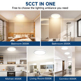 WKONCLDY 16-Pack 7.5Inch LED Ceiling Lights, 5 Colors Selectable Flush Mount Ceiling Lights, Ultra Thin LED Ceiling Lights Fixtures 0.87Inch for Dinning Room