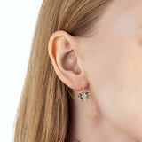 EVEVIC Austrian Crystal Flower Leverback Earrings for Women