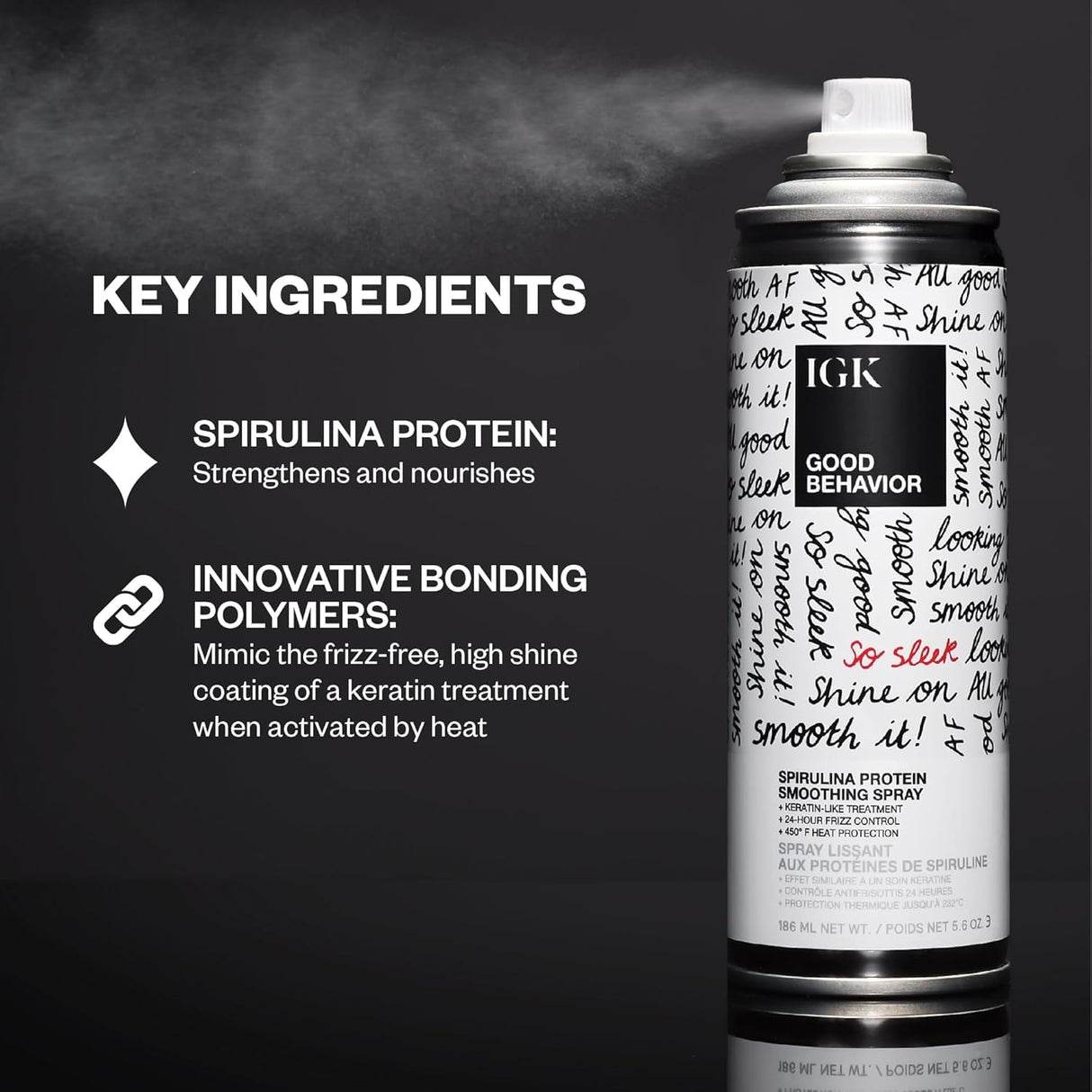 IGK GOOD BEHAVIOR Spirulina Protein Smoothing Spray + Anti-Frizz Smoothing Blowout Balm | Keratin Like Treatment + Frizz Control + Heat Protectant | Vegan + Cruelty Free