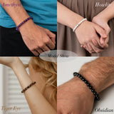 Jewdreamer 16PCS Natural Crystal Bracelets for Women Men - 8mm Semi-Precious Gemstone Beaded Bracelets, Round Gemstones Stretch Bracelet, Yoga Bracelets Jewelry Gift