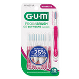 GUM Proxabrush Go-Betweens - Moderate - Interdental Brushes - Soft Bristled Dental Picks for Plaque Removal Health - Safe for Braces & Dental Devices, 10 Count (Pack of 4)