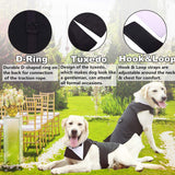QBLEEV Tuxedo for Large Dogs, Suit and Bandana Set, Wedding Outfit With Bow Tie, Formal Tux Costume for Halloween, Christmas, Birthday Party, Cosplay, Black 2XL