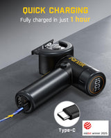 Fanttik C8 Nano 3.7V Cordless Electric Scissors with LED Display, Rechargeable Cardboard Cutter with 2 Blades, EasySwap Blade Change, LED Light, for Thin Cardboard Carpet Leather - Black