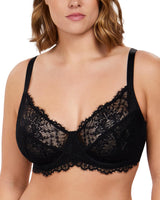 HSIA Minimizer Bra for Women - Plus Size Bra with Underwire Woman's Full Coverage Lace Bra Unlined Non Padded Bra Black