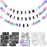 Simgoing Giant Friendship Bracelet Garland Kit, DIY Birthday Banner with Letters Ball Jumbo Customizable Friendship Bracelet Decor for Halloween Christmas Wedding Party(Macaron)
