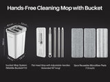 JOYMOOP Flat Mop System, Wall Mop and Bucket Set, Commercial, White, 3 Pads
