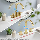 IUERASD Bathroom Faucet 3 Hole, Brushed Gold Bathroom Sink Faucet with Pop Up Drain, 8 inch Widespread Bathroom Faucet with 360° Swivel Spout, 2 Handle Vanity Faucet with Water Supply Hoses