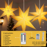 Paper Star Lanterns with Lights, Christmas Hanging Decor Indoor, 3-Pack