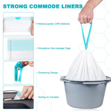 OUMEE Commode Liners with Absorbent Pads, 90 Bedside Commode Liners and 90 Pads for Commode Bucket, Disposable Commode Bags for Adults, Portable Leak-Proof Potty Chair Liners