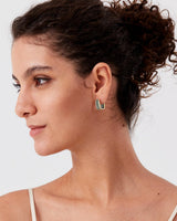 JA.S.JR Square Colored CZ Small Gold Hoops | 18K Gold Plated Small Huggie Hoop Earrings for Women