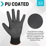 FURWEY Safety Work Gloves-72 Pairs,PU Coated Safety Gloves with Grip,13 Gauge Seamless Knit Glove,for Men and Women, Ideal for Warehouse Package Handling，Construction, Gardening (X-Large)