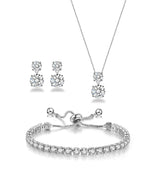 3-Piece Cubic Zirconia Wedding Jewelry Set for Women Bride Bridesmaid Gift