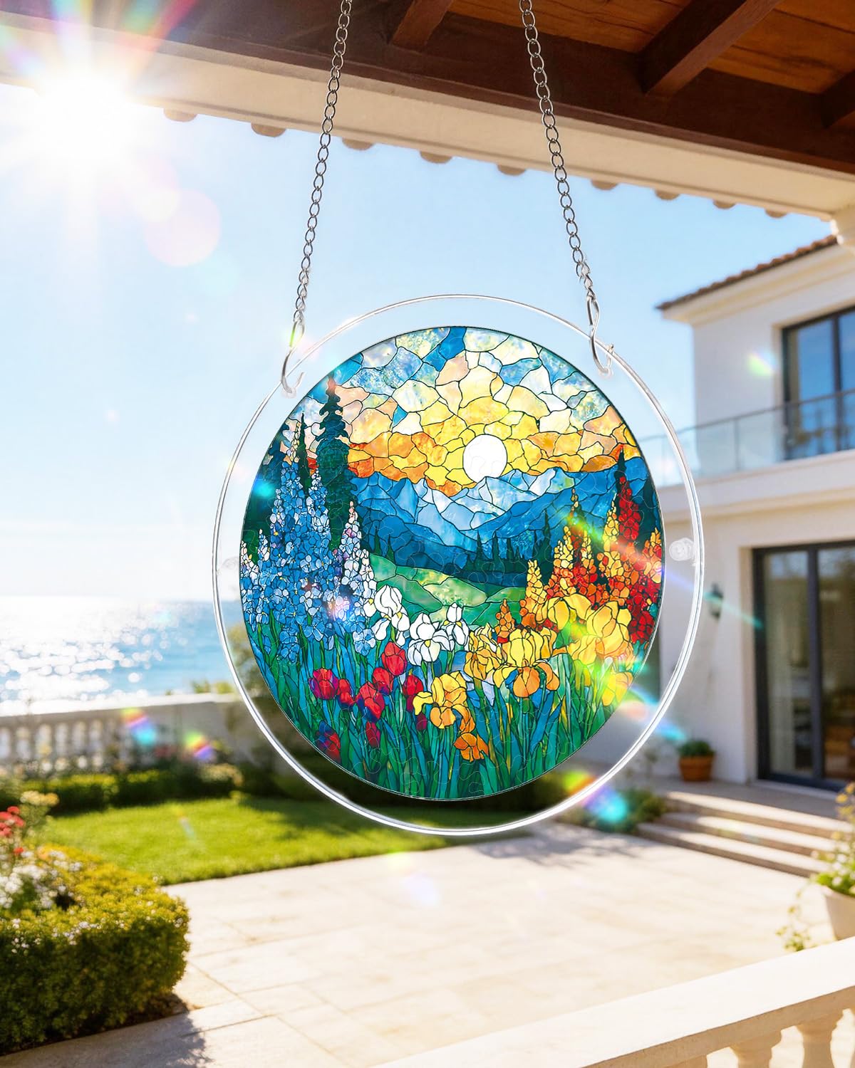 Acrylic Puzzle Suncatcher 83 Pieces, Dawn Blossom Sea Sun Catchers Puzzle, DIY SunCatchers Puzzles Window Hanging, Home & Garden Decor, Gifts for Family and Friends, 7.4 in